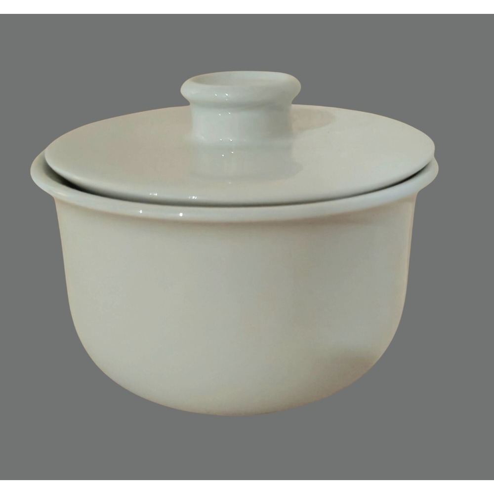 Vintage White Ceramic Lidded Sugar Dish For Serving Or Storage - Restaurant Ware